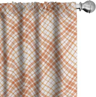 ABAKUHAUS Geruite Voorhangen – Tartan Oranje/Wit – 2x75x225