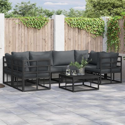 vidaXL - Tuinbank - Set - 7 - st - Zwart - Aluminium