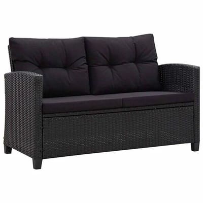 Tuinbank – Tuinbankjes weerbestendig - Tuinbanken - Loungebank - Balkon Set - Buitenbank - Zwart- 2 personen - Staal