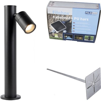 QAZQA solo - Moderne Staande Buitenlamp | Staande Lamp voor buiten - 1 lichts - H 45 cm - Zwart - Buitenverlichting