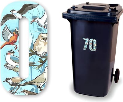 Huisnummer kliko sticker - Nummer 0 - Vogels - container sticker - afvalbak nummer - vuilnisbak - brievenbus - CoverArt