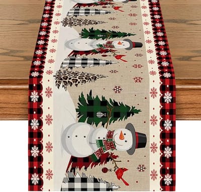 Kersttafelloper - Kersttafelloper - Sneeuwpoppen - Kersttafellopers - Tafellopers - Binnen en Buiten - Tafelloper - Feest - Eettafel voor de Winter - Kerstversieringen - 33 × 180 CM