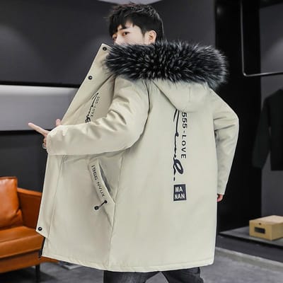 Winterjassen Verdikken Heren Dons Katoen Jas met Bontkraag Warme Parka Heren Casual Waterdicht Winter Lange Jas XXXXL