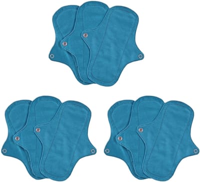 Eco Femme wasbare Inlegkruisjes 3-Pack (met pul) - 100% Biologisch Katoen - Blauw - duurzaam - herbruikbaar - wasbaar - zonder plastic - MULTI-pack 3 sets (= 9 inlegkruisjes)