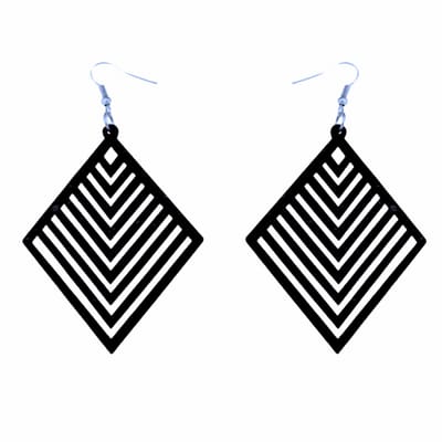 Zilveren houten oorhangers zwart wieber -Charme Bijoux