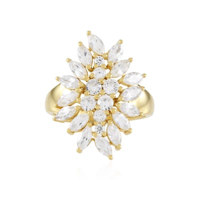 Cavill - Vergulde Zilveren Ring met Cambodja Zirkonen 4,48 ct - Marquise en Ronde Zirkonen - Elegante Damesring - 925 Sterling Zilver