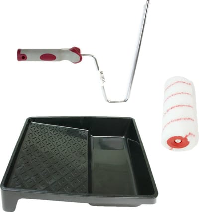 Verfroller anti spat lakroller profi schilderset met softgrip beugel en verfbak 18 cm
