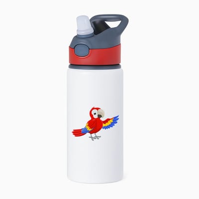 Hacebo® - Papegaaien waterfles met rietje rood - Papegaai - Dieren liefhebbers - Vogels - jungle - water fles - 650ML