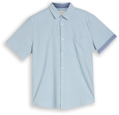 Tom Tailor - Regular fit katoenen overhemd met korte mouwen - Maat XXL - light blue dot structure