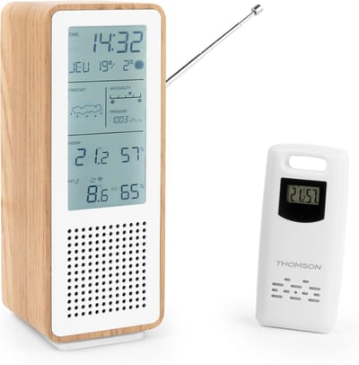 Luidspreker Weerstation - Bluetooth Speaker - Muziek Luisteren - Geïntegreerd Weerstation - 15x5x8 cm - Wit