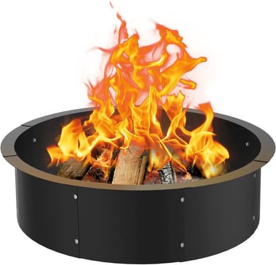 Ronde Vuurplaats Ring - Buiten Haard Voering - Hout Vuren Tuin - 1.5mm Dik Metaal - 104cm Buitenmaat - Zwart