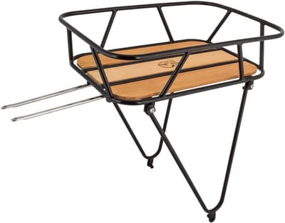 Fietsmand Achter - Bagagedrager Mand - Boodschappen Vervoeren - Houten Afwerking - 43 cm Lengte - Zwart