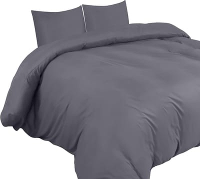 Famanu Dekbedovertrek Set - Zachte Microvezel Dekbedovertrek 155x220cm met Kussenslopen 80x80cm - Beddengoed Dekbedovertrek Set - Grijs