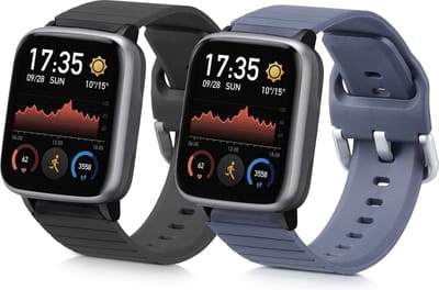 kwmobile 2x horlogebandjes geschikt voor Willful Fitnesstracker / Smartwatch bandje - Smartwatch bandjes van TPU - Activity tracker horloge band in zwart / grijs