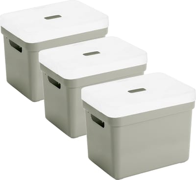 Sunware Opbergboxen met transparante deksel - 3x stuks - kastmanden - lichtgroen - 18 liter - kunststof - 35 x 25 x 24 cm - Opbergers