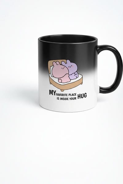 Magische Mok 'My Favorite Place Is Inside Your Hug' - Liefdevolle Konijntjes Warmtegevoelige Mok
