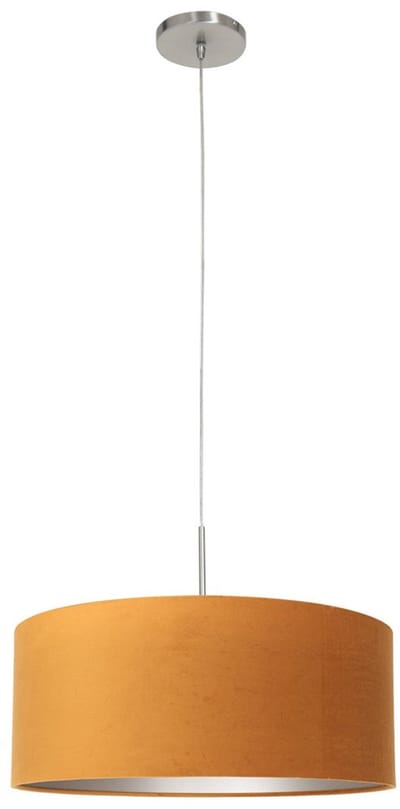 Hanglamp Steinhauer Sparkled Light 8150ST in staal met goud velours kap, diameter 50cm, hoogte 20cm, hoogte instelbaar, modern klassiek design
