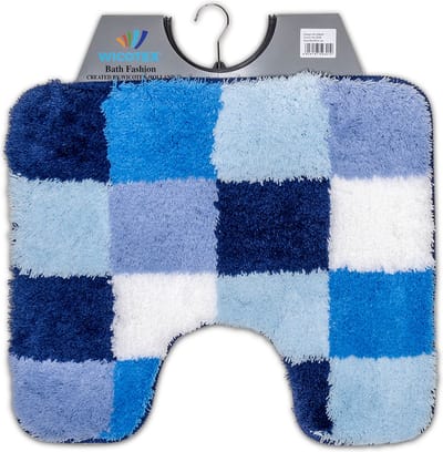 Wicotex - Toiletmat Blok Blauw - Antislip onderkant - WC mat met uitsparing - Afmeting 50x60cm
