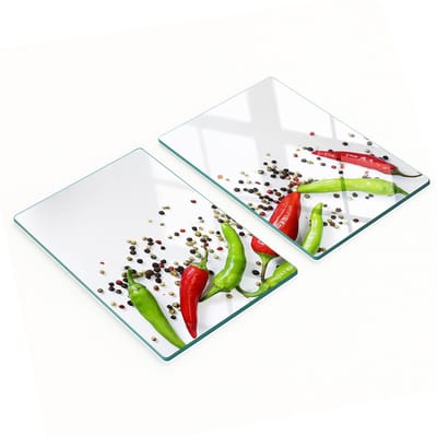 Glazen snijplanken met chilipepermotief, 2x40x52 cm