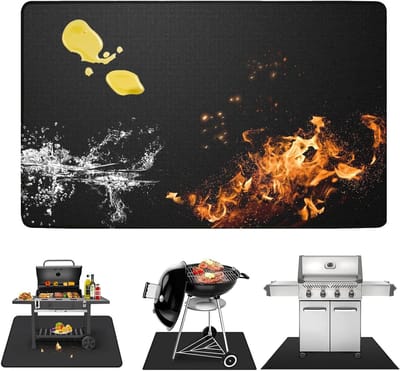 Grill- en vloermat van 100 x 150 cm, hittebestendig tot 1800 °C, bescherming tegen vlekken en krassen