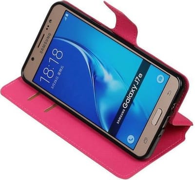 Roze Samsung Galaxy J7 2016 TPU wallet case - telefoonhoesje - smartphone hoesje - beschermhoes - book case - booktype hoesje HM Book