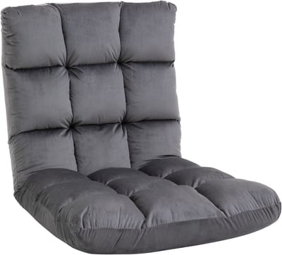Opvouwbare vloerstoel grijs - 3-in-1 vloerzetel - Verstelbare rugleuning in 13 standen - Zacht schuim - Voor gamen en relaxen in de woonkamer - 55x71x53,5 cm