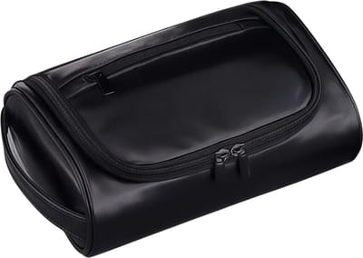 Reis Toilettas van Kunstleer voor Dames en Heren - Waterdichte Make-up en Cosmeticatas - Retro Travel Organizer met Ritssluiting - Zwart