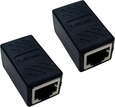 Kavel 2 zwarte RJ45-koppelingsadapters compatibel met Cat 5/6/7 - Netwerkuitbreiding