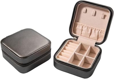 Sieraden Organizer - Opbergdoos Juwelen - Reis Sieraad - Draagbaar Ontwerp - 10x10x4.5 cm - Zwart