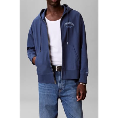 Calvin Klein Long Sleeve Premium Terry Calvin Logo Dark Denim Taglia: S | Felpe con cappuccio Outlet | Uomo | Blu
