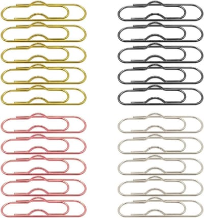 20 Stuks Paperclip Houders Set, Metalen Pen Clips voor Boeken, Notebooks en Agenda's in 4 Kleuren