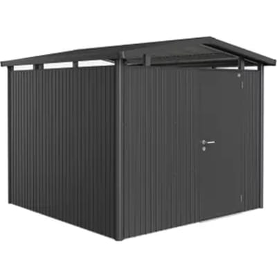 Biohort Metalen Tuinhuis Panorama - Donkergrijs Metallic - 273x278cm - Enkele Deur