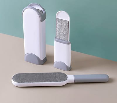 IGOODS - Pet Hair Remover - Hond & Kat Roller Brush - Dubbelzijdig bont ontharingsgereedschap met zelfreinigende basis - reismaatborstel - voor kleding - bank - tapijt - autostoel GRIJS