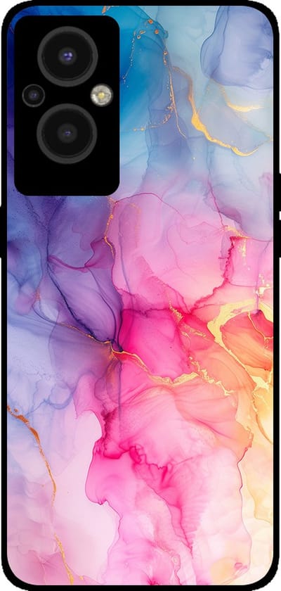Smartphonica Telefoonhoesje Geschikt voor Oppo Reno8 Lite met marmer opdruk - TPU backcover case marble design - Regenboog geschikt voor Oppo Reno8 Lite