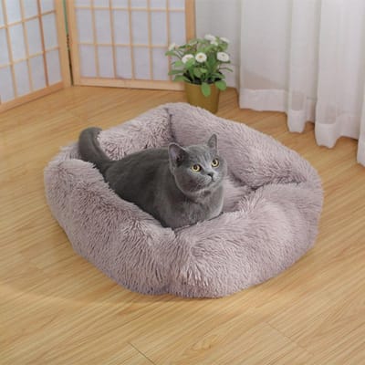 Nid pour animal de compagnie carré à poils longs Chenil Nid pour chat Hiver Chaud Sommeil profond Tapis pour chat Chien de petite et moyenne taille Fournitures pour animaux de compagnie S