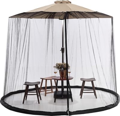 1Stuks Zwart,10FT klamboe voor terrasparaplu, buiten scherm – parasol klamboe – parasolhoes – parasol - horrengaas – muggengaas – muggennet – muskietennet - voor 7,5 8 9 10FT buitenterrastafels terrasparaplu klamboes