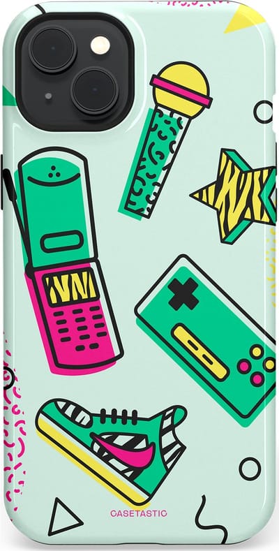 Casetastic Hoesje Geschikt voor Apple iPhone 15 Plus Magsafe - Stijlvolle Beschermende Duo-layer Case - Retro 80s sneaker