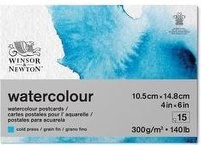 Winsor & Newton Classic Aquarelblok Postcard Pad – 15 vellen A6, 300 g/m², koudgeperst,Grain fin - Postcards Blok A6