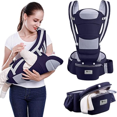 Babydrager - Draagzak baby - Comfortabel dragen - Ergonomisch M-ontwerp - 0-36 maanden - Donkerblauw