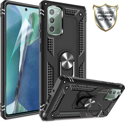 Magnetisch Hoesje Geschikt voor Samsung Galaxy Note 20 | Kickstand Back Cover met Standaard | Telefoonhoesje met Ring | Beschermhoes met Magneet voor Auto Houder Zwart