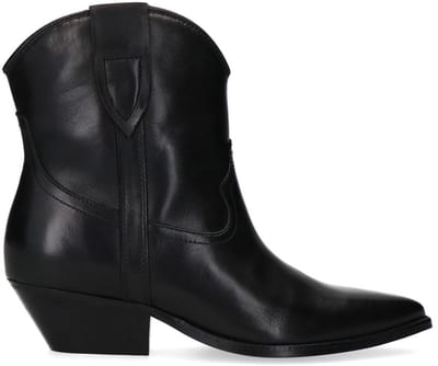Sacha - Dames - Zwarte leren western enkellaarsjes - Maat 36