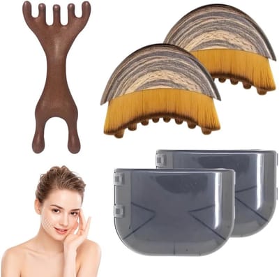 Set van 2 Lymfedrainage Borstels voor Gezicht, Massager voor Lymfedrainage, Vermoeidheid Verlichting en Opslagdoos