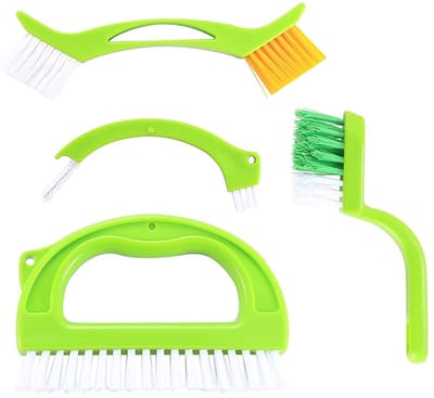 Dailygoods- Voegenreinigingsborstel Set van 4 - Tegelgewricht Reinigingsschrobber - Nylon Borstelharen - Grondige Reiniging - Douche/Vloeren - Premium ABS Kunststof - Reinigingsborstel