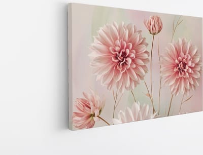 Saammp Canvas Schilderij - Roze Bloemen - Abstract - Natuur - 30x20 - Foto op canvas - Wanddecoratie - Muurdecoratie Woonkamer - Kantoor Decoratie