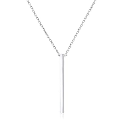 Marama Linea Zilveren Ketting – Lange Stainless Steel Damesketting met Minimalistische Staafhanger – Nikkelvrij – Verstelbaar 75 + 5 cm