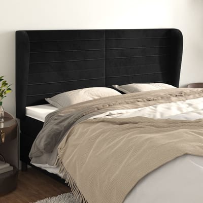 vidaXL - Hoofdbord - met - randen - 183x23x118/128 - cm - fluweel - zwart