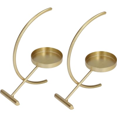 2 Stuks Goud Kaarsenhouder Stevig Duurzaam IJzer Eenvoudige Elegante Stijl Brede Toepassing Votiefkaars beige