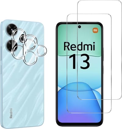 Screenprotector geschikt voor Xiaomi Redmi 13 4G / 5G - 2 stuks Beschermglas van glas Transparante glazen schermbeschermfolie + 2 stuks Camera Protector