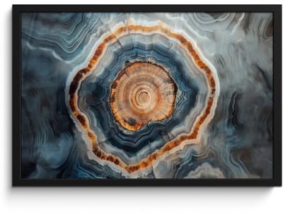 Poster in lijst - Fotolijst 60x40 cm - Posters - Cirkel - Ringen - Steen - Tinten - Posterlijst zwart - Decoratie - Wanddecoratie woonkamer - Muurdecoratie slaapkamer
