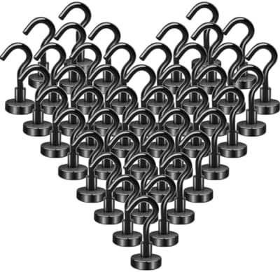 PromoHome Sterke Magneethaken Set - 44 Stuks Zwarte Haken met Krachtige Magneten